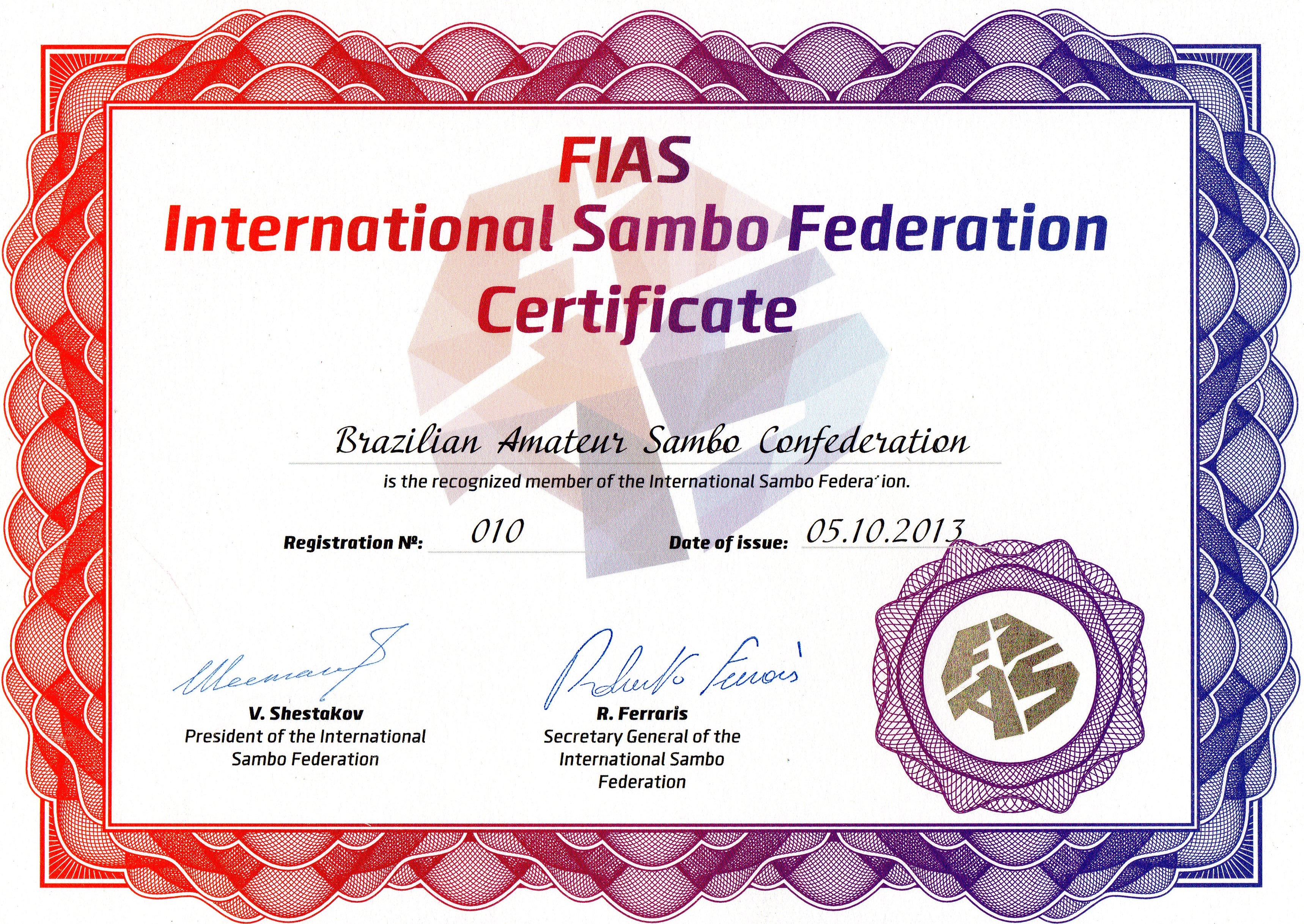 Certificado FIAS 2013