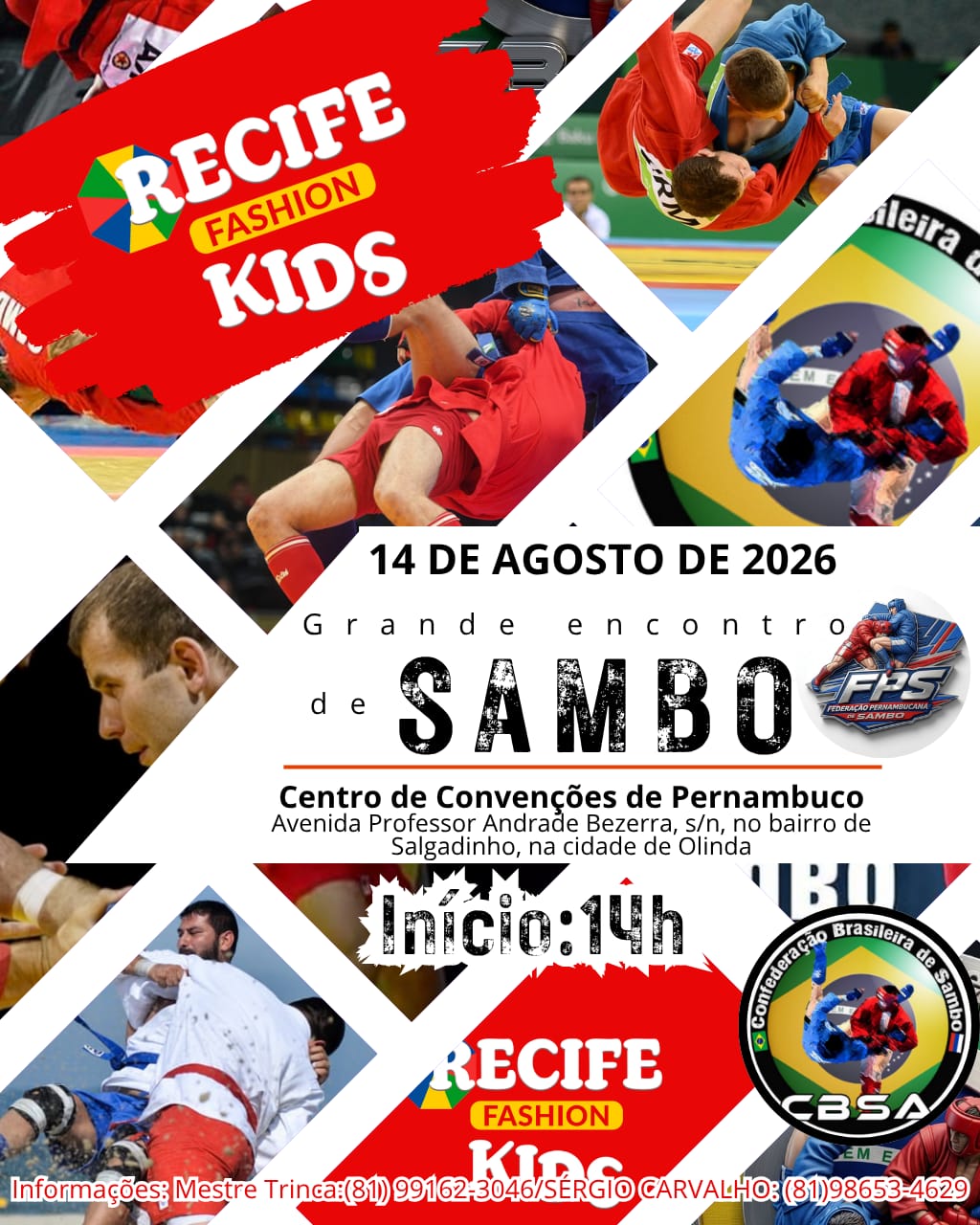 Cartaz Oficial do Grande Encontro de Sambo na Recife Fashion Kids 2026 em Pernambuco